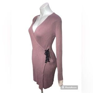 EMMA + POSH Women’s Large Ribbed Long Sleeve Wrap Dress